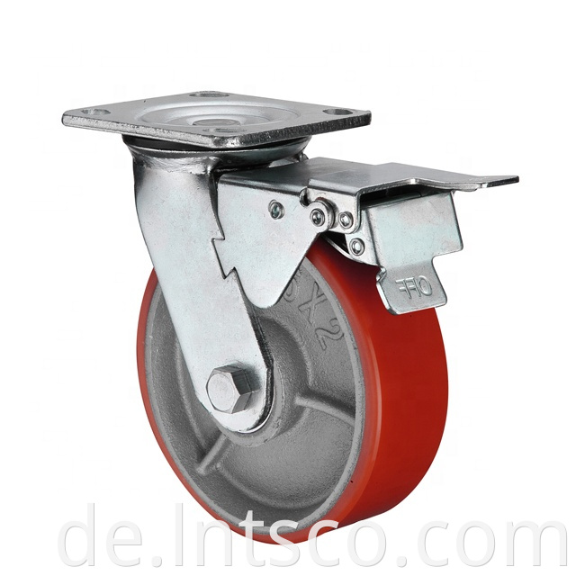  Heavy Duty PU on Iron Total Brake Casters